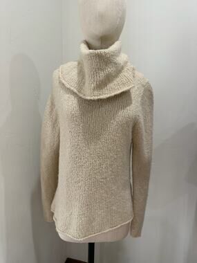 Eileen Fisher Women XL Merino Wool Camel Hair Cowlneck Sweater Knit Cabin